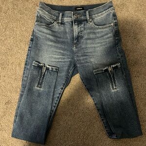 Express skinny jeans with zippers, size 4R